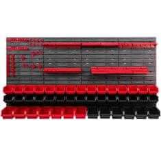 botle Panel készlet szerszámtartókkal 156 x 78 cm és 43 db Dobozok Piros és Fekete készlet