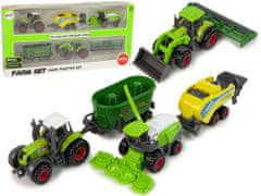 Lean-toys 6 darabos készlet Mezőgazdasági járművek Traktor Kombájn Fém alkatrészek