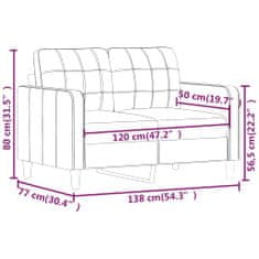 Vidaxl 2 személyes krémszínű műbőr kanapé 120 cm 359113