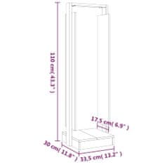 Vidaxl fekete tömör fenyőfa rönktároló 33,5 x 30 x 110 cm 822625