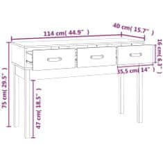 Vidaxl fekete tömör fenyőfa tálalóasztal 114x40x75 cm 821758