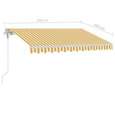 Vidaxl sárga-fehér szélérzékelős és LED-es napellenző 350 x 250 cm 3069533