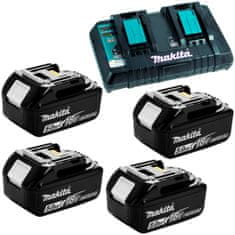 Makita DC18RD + 4aku BL1850B 5,0Ah töltőkészlet DC18RD + 4aku BL1850B 5,0Ah