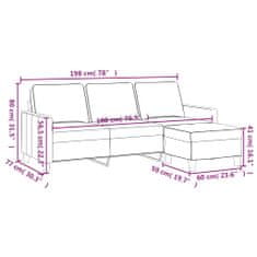 Vidaxl 3 személyes tópszínű szövet kanapé lábtartóval 180 cm 3201044