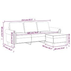 Vidaxl 3 személyes bordó bársonykanapé lábtartóval 180 cm 3201219
