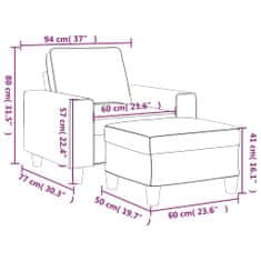Vidaxl bordó szövet kanapéfotel lábtartóval 60 cm 3201149