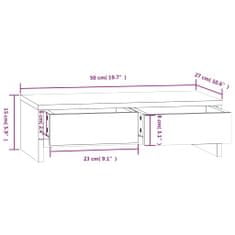 Greatstore szürke tömör fenyőfa monitorállvány 50x27x15 cm