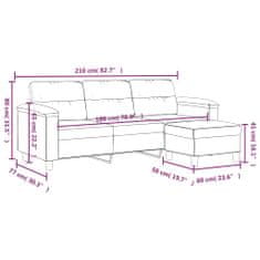 Vidaxl 3 személyes sötétszürke mikroszálas kanapé lábtartóval 180 cm 3201233