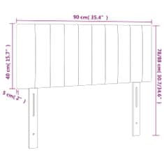 Greatstore sötétszürke bársony LED-es fejtámla 90x5x78/88 cm