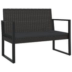 Greatstore fekete polyrattan kerti pad párnákkal 106 cm