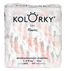 KOLORKY DAY - virágok - L (8-13 kg) - 19 db - eldobható öko pelenka