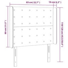 Greatstore sötétszürke szövet LED-es fejtámla 83x16x118/128 cm