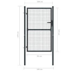 Vidaxl szürke horganyzott acél rácsos kertkapu 100 x 175 cm 145772