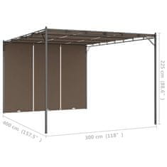 Greatstore tópszínű kerti pavilon oldalfüggönnyel 4 x 3 x 2,25 m