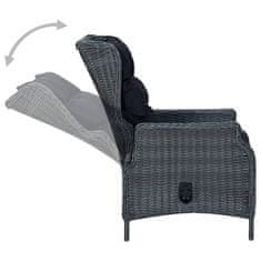 shumee sötétszürke dönthető háttámlás polyrattan kerti szék párnákkal