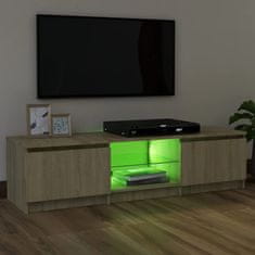 shumee sonoma tölgy színű TV-szekrény LED lámpákkal 120x30x35,5 cm