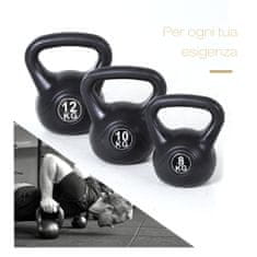 HOMCOM Kettlebell súlyzó, fitnesz, műanyag / homok, 10 kg, fekete