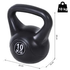 HOMCOM Kettlebell súlyzó, fitnesz, műanyag / homok, 10 kg, fekete