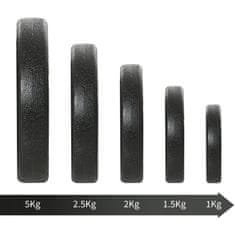 HOMCOM súlyzó készlet, 12 db, edzéshez, Acél / Műanyag, 40 kg, Fekete