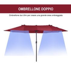 OUTSUNNY kültéri napernyő, Forgattyú, 460x270x240cm, Rosu perem
