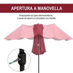 OUTSUNNY kültéri napernyő, Forgattyú, 460x270x240cm, Rosu perem