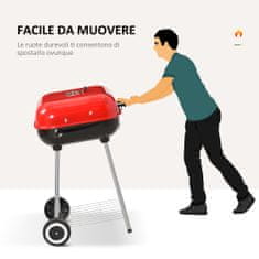 OUTSUNNY Grill piros / fekete 49x43x57 cm