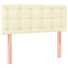 Greatstore krémszínű műbőr LED-es fejtámla 90 x 5 x 78/88 cm