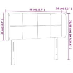 Greatstore sötétszürke bársony LED-es fejtámla 83 x 16 x 78/88 cm