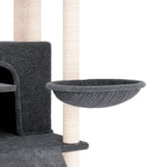 Greatstore sötétszürke macskabútor szizál kaparóoszlopokkal 154 cm