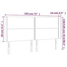 Greatstore sötétszürke bársony LED-es fejtámla 183x16x118/128 cm