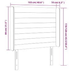 Greatstore sötétszürke bársony LED-es fejtámla 103x16x118/128 cm