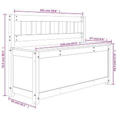 Greatstore fekete tömör fenyőfa pad 110 x 41 x 76,5 cm