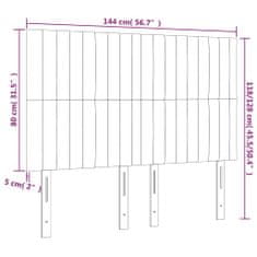 Greatstore sötétszürke bársony LED-es fejtámla 144x5x118/128 cm