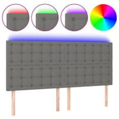 Greatstore sötétszürke szövet LED-es fejtámla 200x5x118/128 cm