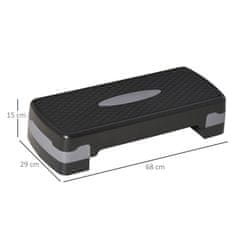 HOMCOM Fitness steppad, állítható magasságú, 68 x 29 cm, fekete / szürke