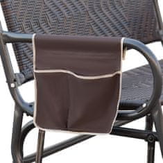 OUTSUNNY Kerti pad oldalsó zsebbel, 2 személyes, Rattan / Acél, 122x75x88cm, Barna / Fekete