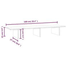 shumee szürke tömör fenyőfa monitorállvány 100 x 27 x 15 cm