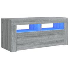 shumee szürke sonoma színű TV-szekrény LED-világítással 90x35x40 cm