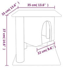 Greatstore sötétszürke macskabútor szizál kaparófákkal 37 cm