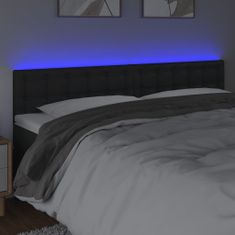 Greatstore fekete műbőr LED-es fejtámla 180 x 5 x 78/88 cm