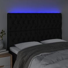 Greatstore fekete szövet LED-es fejtámla 144x7x118/128 cm