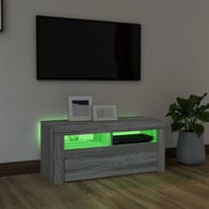 shumee szürke sonoma színű TV-szekrény LED-világítással 90x35x40 cm