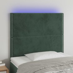 Greatstore sötétzöld bársony LED-es fejtámla 100x5x118/128 cm