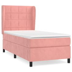 shumee rózsaszín bársony rugós ágy matraccal 80 x 200 cm