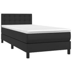 shumee fekete műbőr rugós ágy matraccal és LED-del 90x200 cm