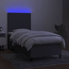 shumee sötétszürke szövet rugós és LED-es ágy matraccal 90x200 cm