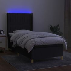 shumee fekete szövet rugós és LED-es ágy matraccal 100x200 cm