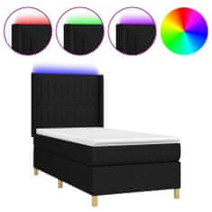 shumee fekete szövet rugós és LED-es ágy matraccal 100x200 cm