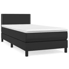 shumee fekete műbőr rugós ágy matraccal 90 x 200 cm