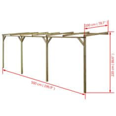 Greatstore B-minőségű impregnált tömör fenyőfa pergolatámasz 2x5x2,2 m